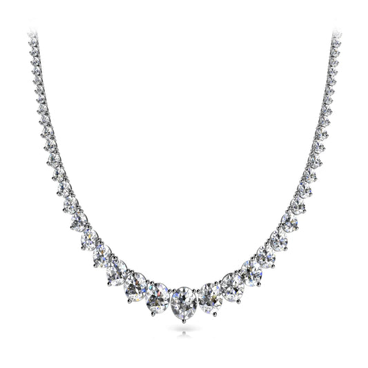 3 Prong Graduated Rounds Riviera Tennis Necklace