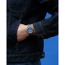 Citizen AW0130-85L Zenshin Three-Hand Super Titanium Blue Textured Dial Eco-Drive