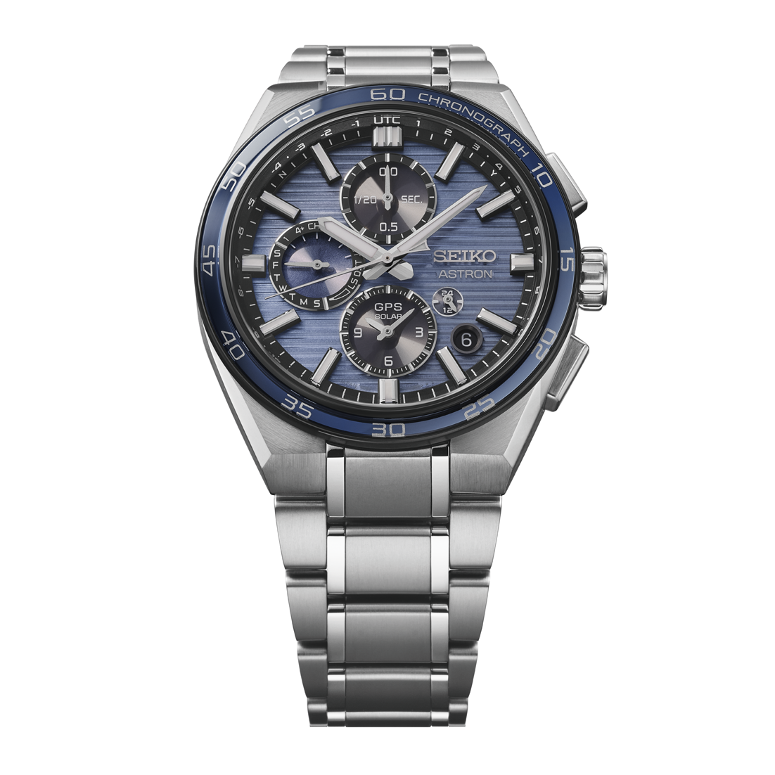 Seiko Astron SSH175 GPS Solar Dual Time Blue Dial Titanium