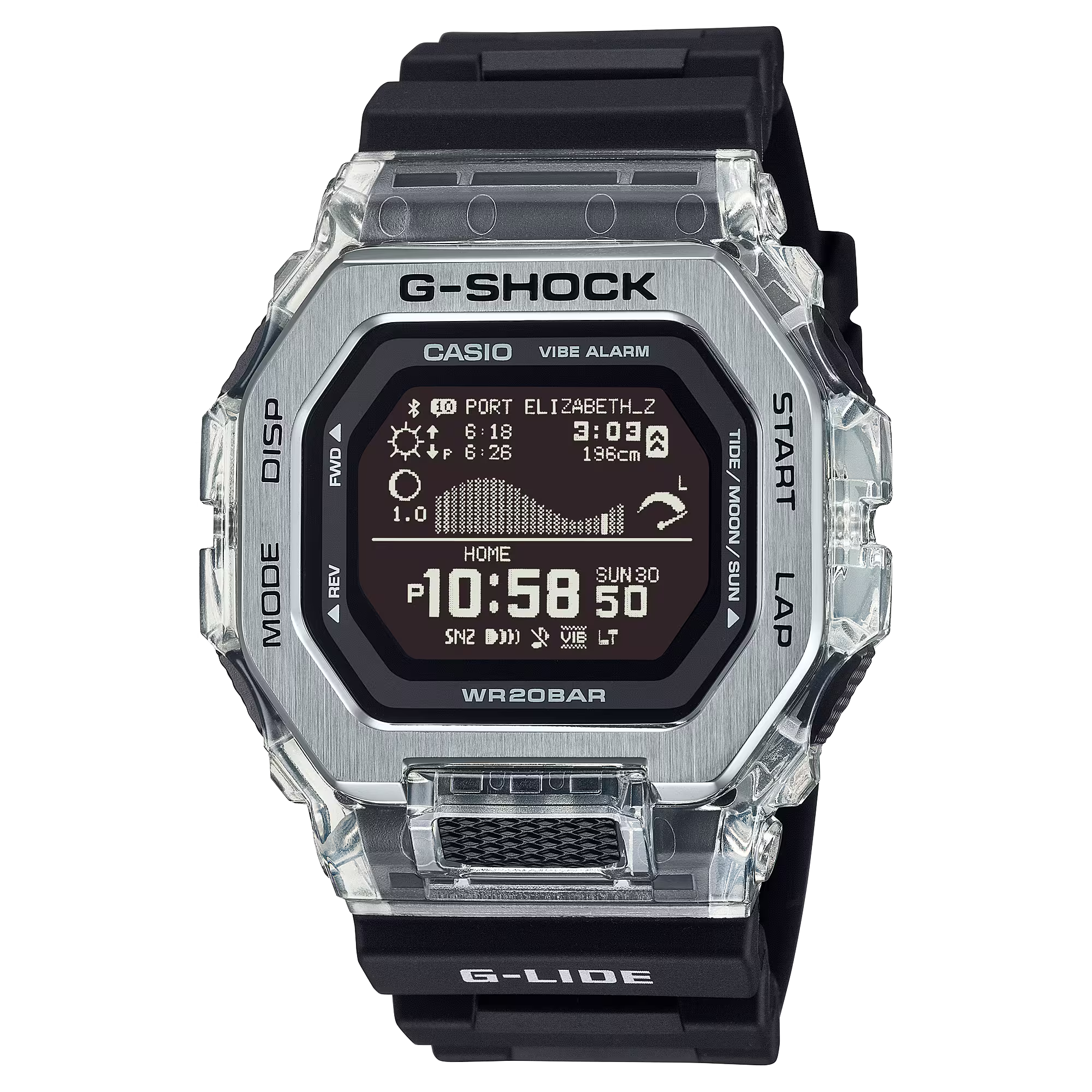 G-Shock GBX100S-1 G-LIDE Shimmering Waves Black High-Res Digital Display