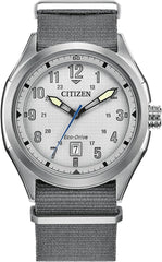 Citizen AW1890-01A Terra Force Eco Drive Grid Textured Grey Dial