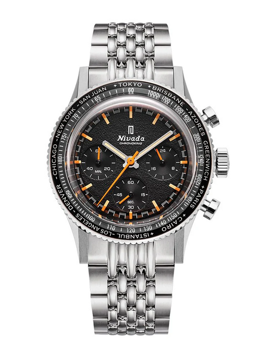 Nivada Grenchen 87042Q04 Chronoking Mecaquartz Interchangeable Bezel GMT