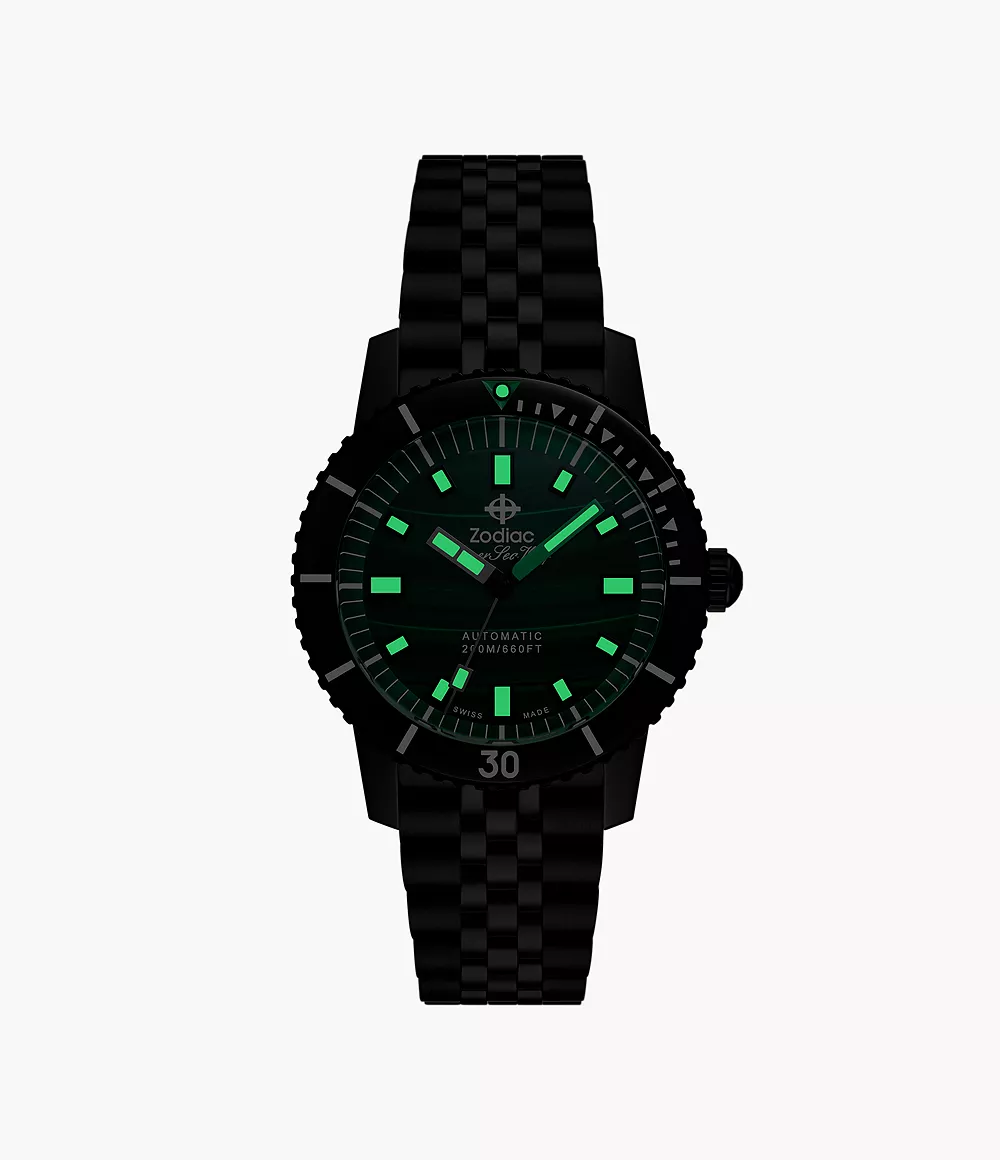 Zodiac ZO9314 Malachite Dial Semi Gloss Compression Diver Black Zodiac ZO9314 Malachite Dial Semi Gloss Compression Diver Black