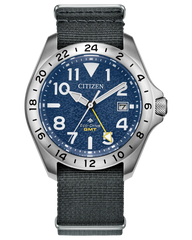 Citizen BJ7150-09L Promaster Land GMT Eco-Drive Blue Textured Dial