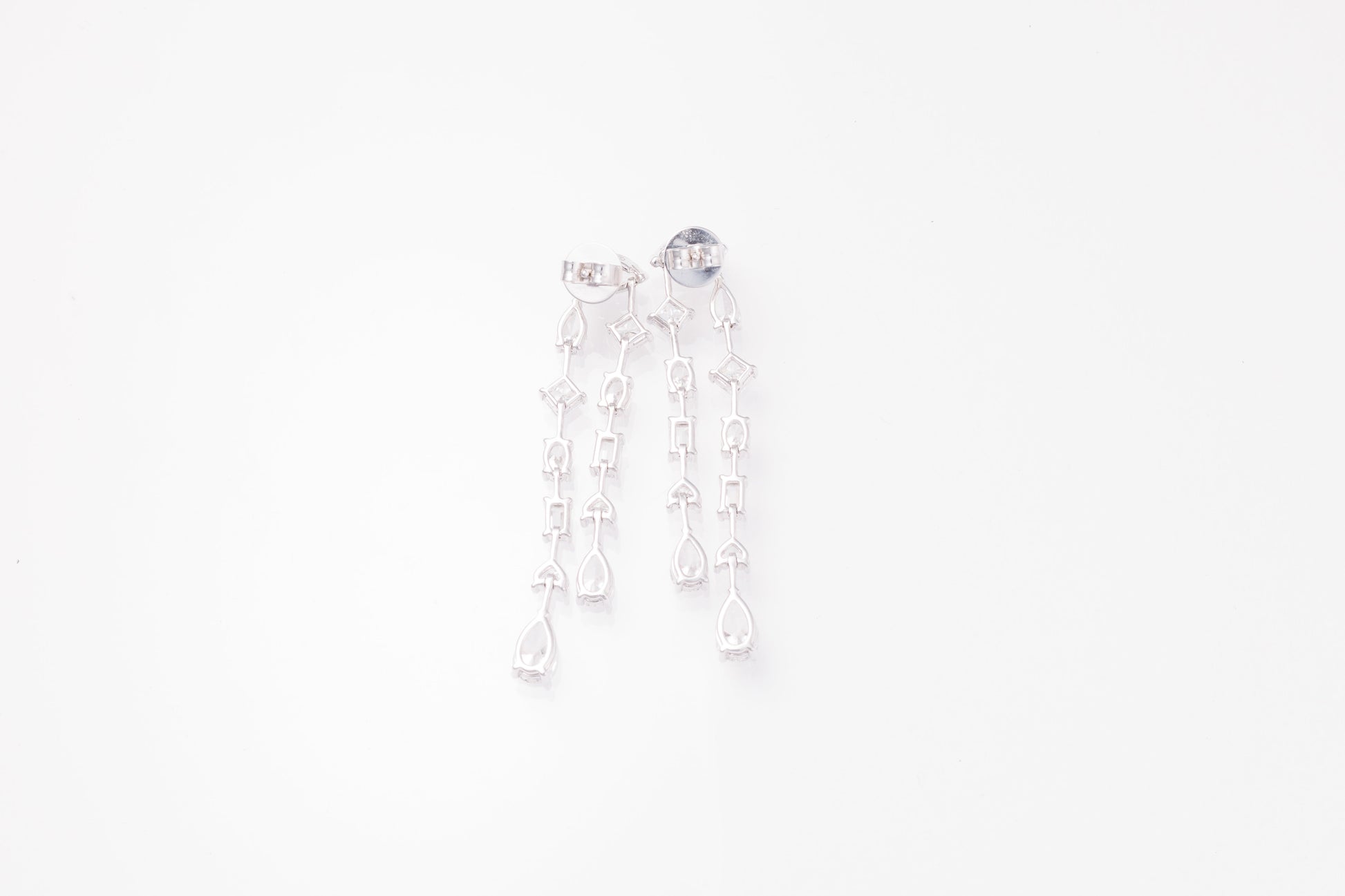 Fancy Shape Duo Drop Lab-Grown Diamond Earrings in 14k White Gold