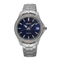 Seiko Coutura SUR591 Diamond Bezel Blue Mother of Pearl Dial Quartz Ladies Watch