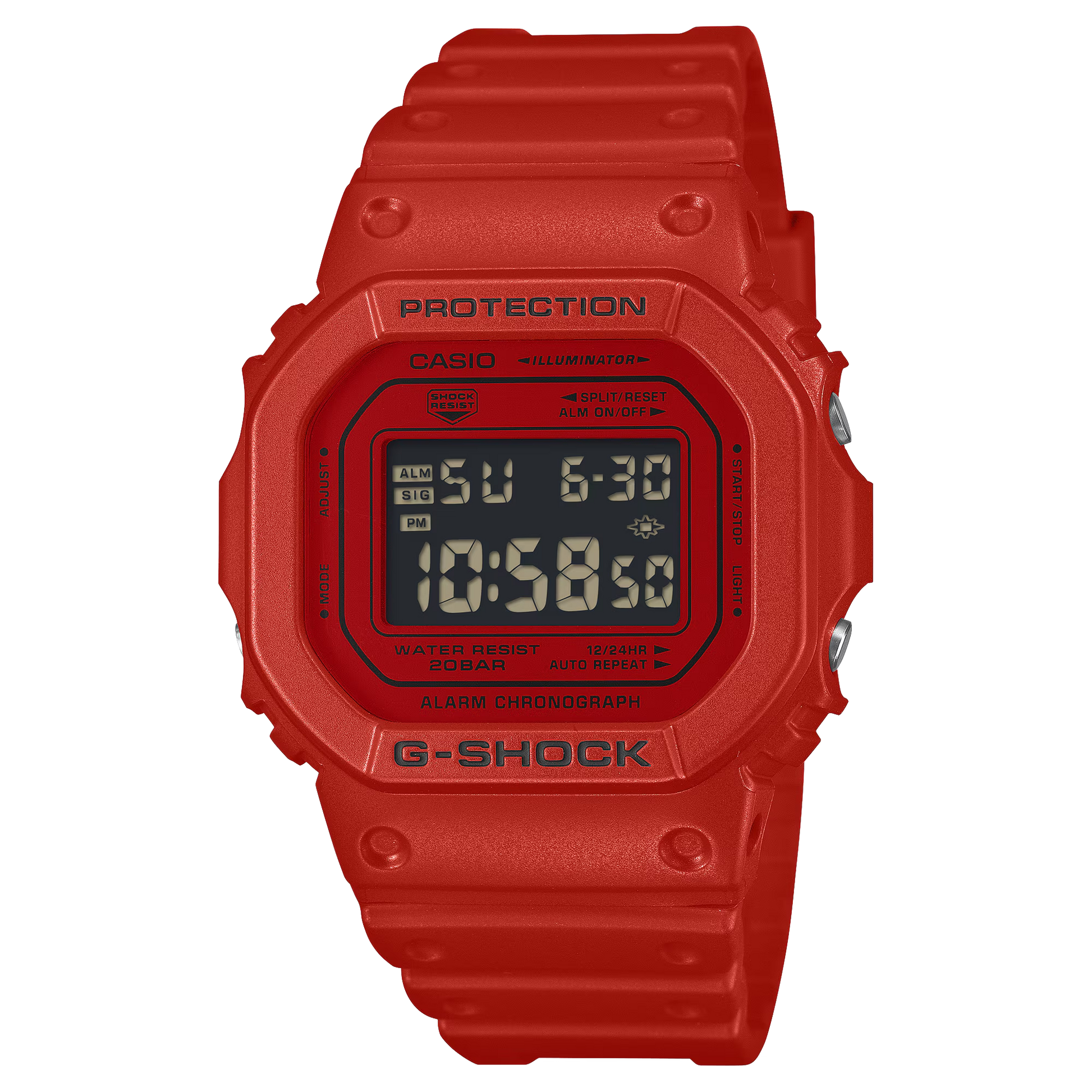 (美品)G-SHOCK DW-5600 レッド腕時計 G-SHOCKが赤に賭ける、この一本──DW-5600RRB-4DR、Iconic Stylesの