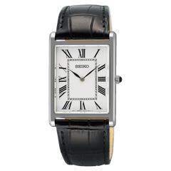 Seiko Essentials SWR103 Discover More Silver Tone Mens Tank Quartz