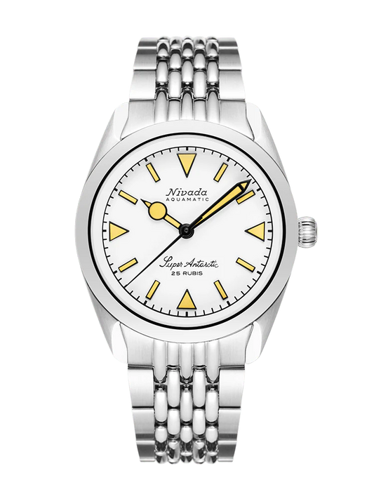 Nivada Grenchen 32064A04 Super Antarctic White Beige Luminova Automatic