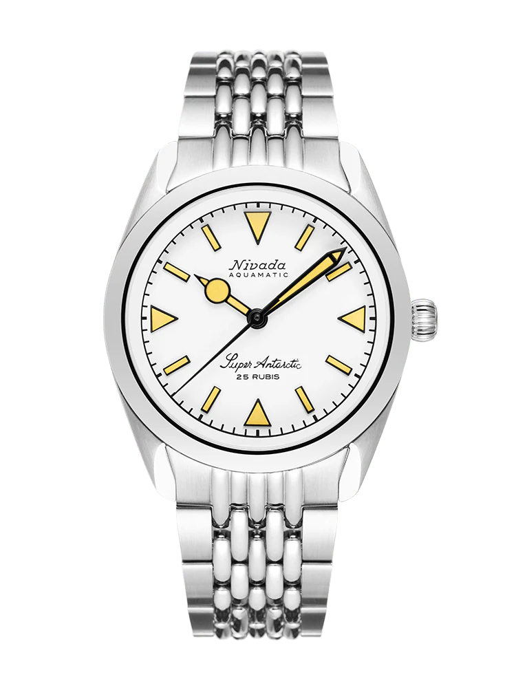 Nivada Grenchen 32064A04 Super Antarctic White Beige Luminova Automatic