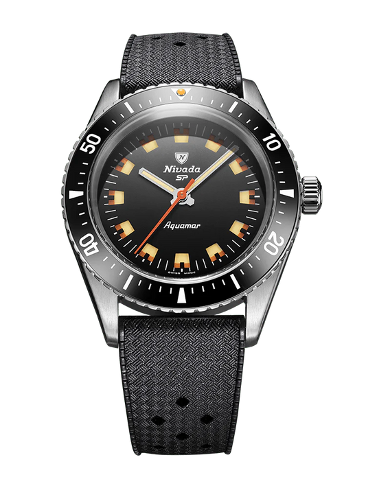 Nivada Grenchen 32068A01 Aquamar Black 38mm Automatic Tropic Strap