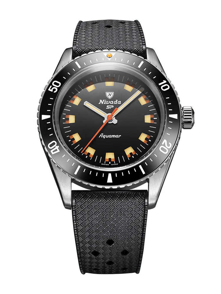 Nivada Grenchen 32068A01 Aquamar Black 38mm Automatic Tropic Strap