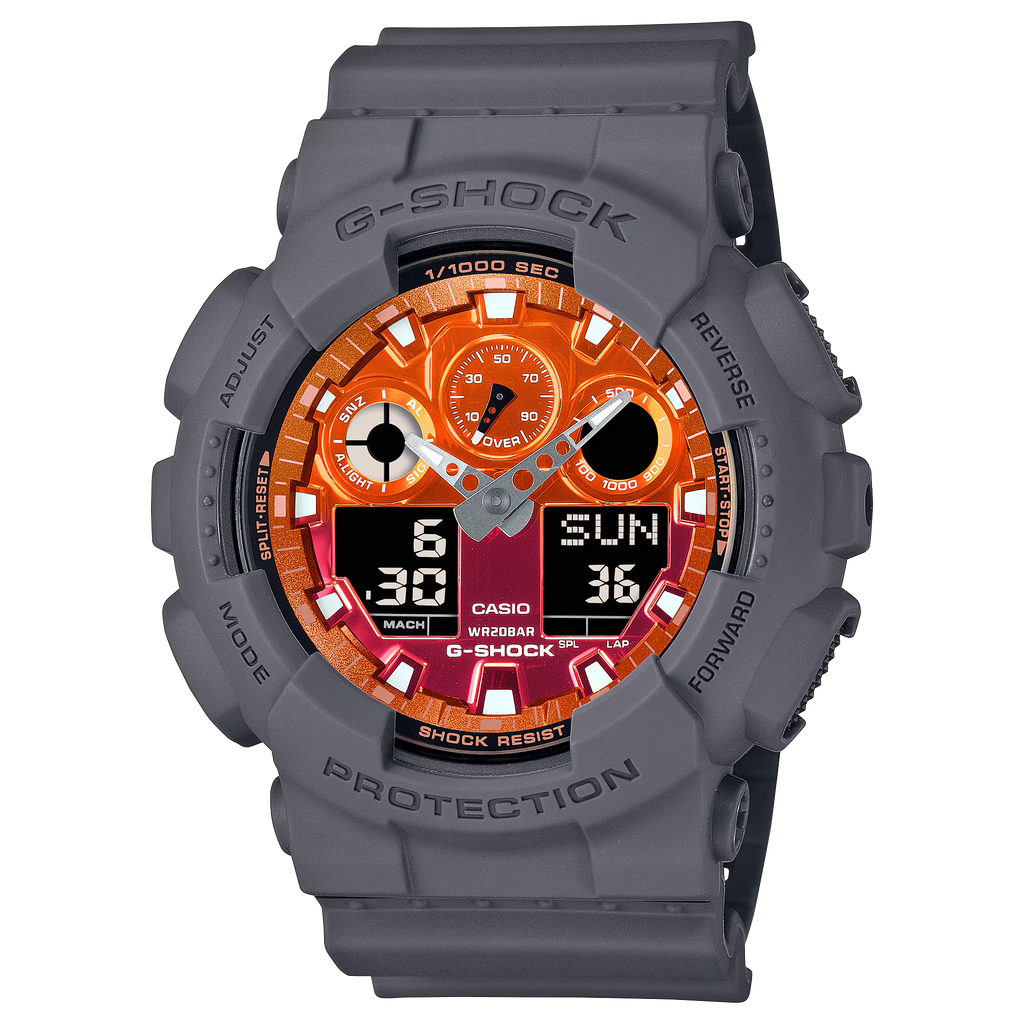 G-Shock GA100FL-8A Flames of Color Orange Dial Ana-Digi