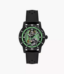 Zodiac ZO9318 Night Diver Compression Black Rubber Automatic Skeleton Bioluminescent
