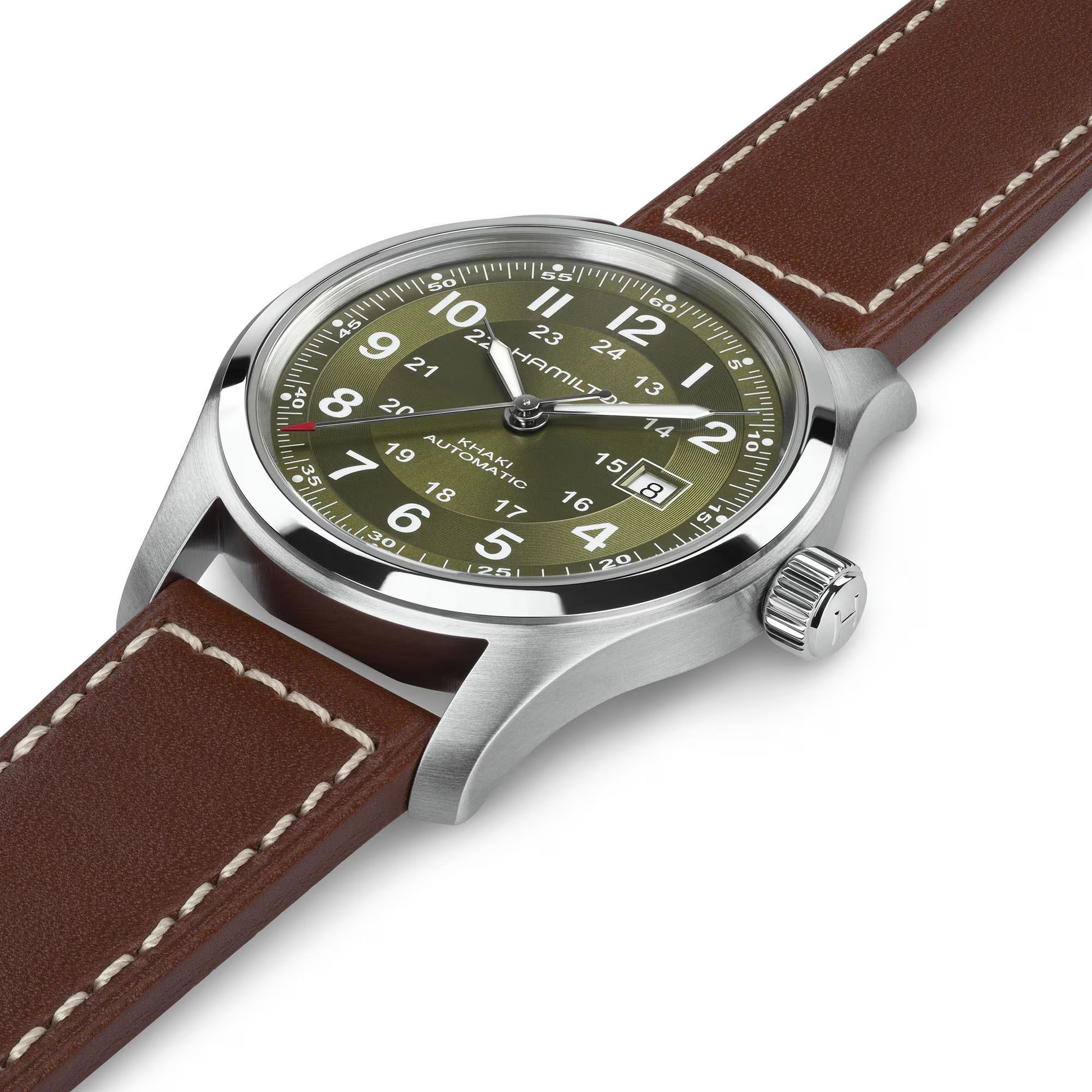 Hamilton H70605560 Khaki Field Auto Green Sunburst 42mm Leather