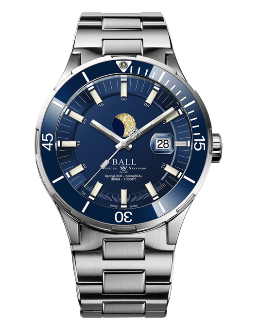 Ball DM3150B-S13J-BE Roadmaster Challenger Moonphase Blue Dial 43mm