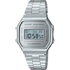Casio Vintage A168WEM-7VT Mirror Finish Digital Square Silver Dial