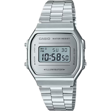 Casio Vintage A168WEM-7VT Mirror Finish Digital Square Silver Dial