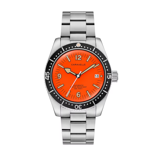 Bulova 43B177 Caravelle Sea Hunter Orange Dial Automatic 39mm Vintage