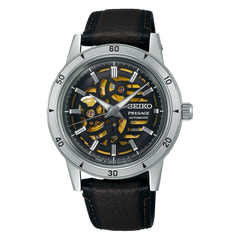 Seiko Presage SSA461 Style 60's Semi Skeleton Automatic Black Gold