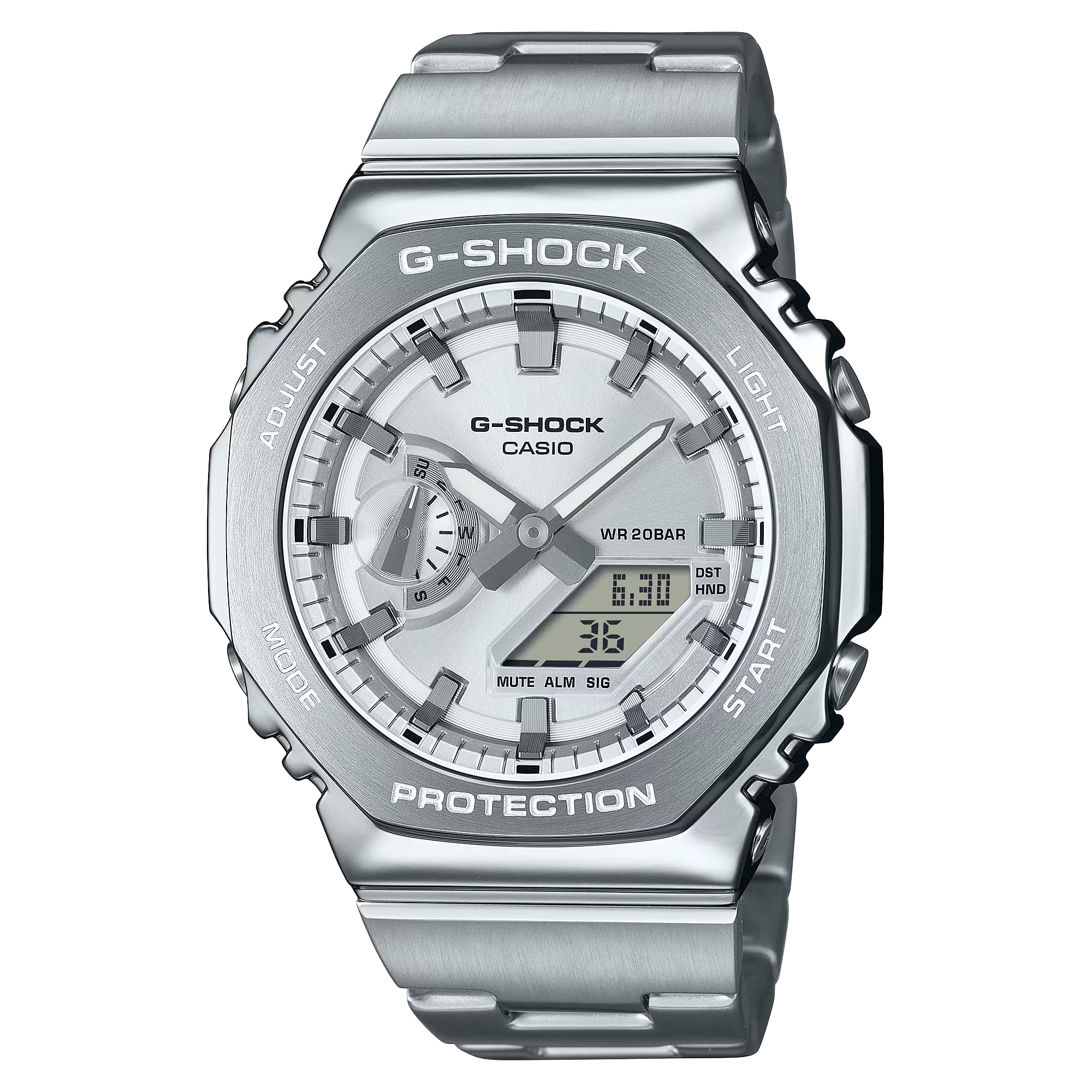 G-Shock GM2110D-7A G-STEEL 2100 Series Metal Casioak Silver Dial