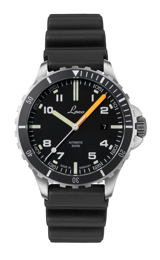 Laco 862106 Squad Watches Himalaya 42mm Automatic Black Dial on Rubber