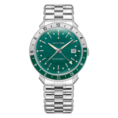 Accutron 26B205 Astronaut 1968 Attribute GMT Stainless Steel Green Dial