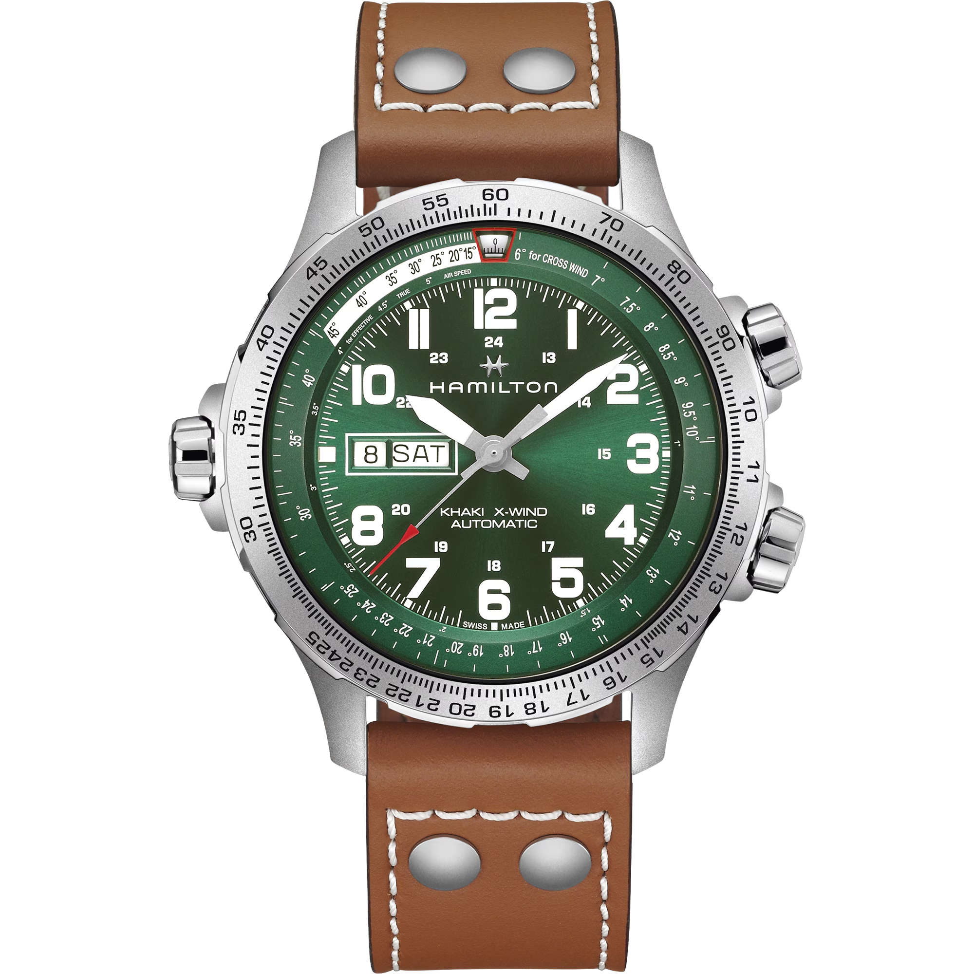 Hamilton H77735560 Khaki Aviation X-Wind Day Date Auto Green Sunray Dial
