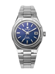 Nivada Grenchen 69001A77 F77 Blue Textured Dial 37mm Automatic Date