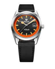 Nivada Grenchen 32056A17 Super Antarctic Black and Orange 38mm Black Leather