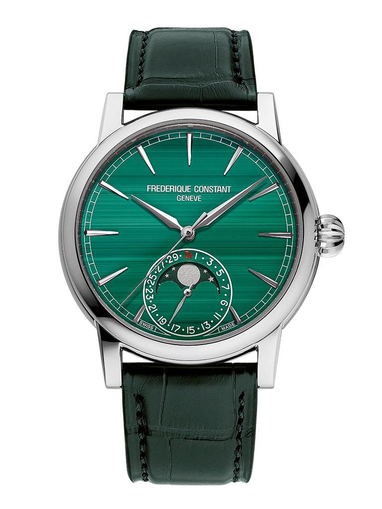 Frederique Constant FC 716MA3H8 Malachite Classic Moonphase Date 18k White Gold