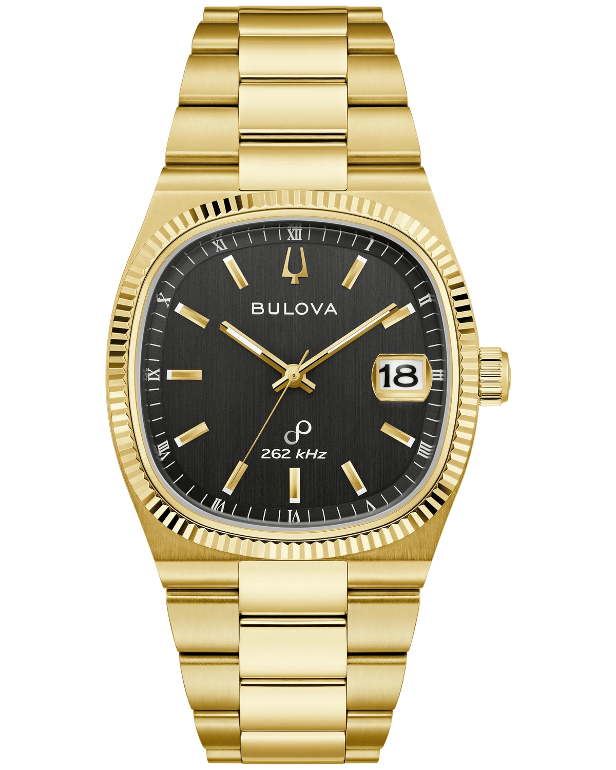 Bulova 97B246 Super Seville Black Dial Gold Tone Precisionist 262kHz