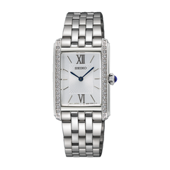 Seiko SWR091 Diamond Bezel Tank Silver Dial Quartz Ladies
