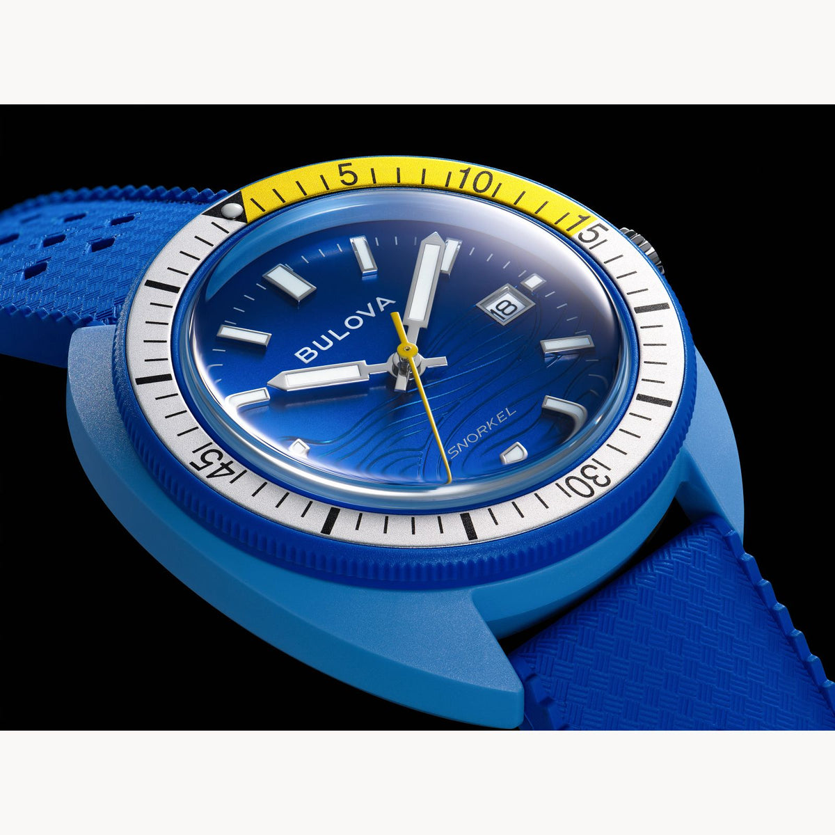 Bulova 98B445 Snorkel Blue Tang Fish Hybrid Ceramic Blue Dial Quartz