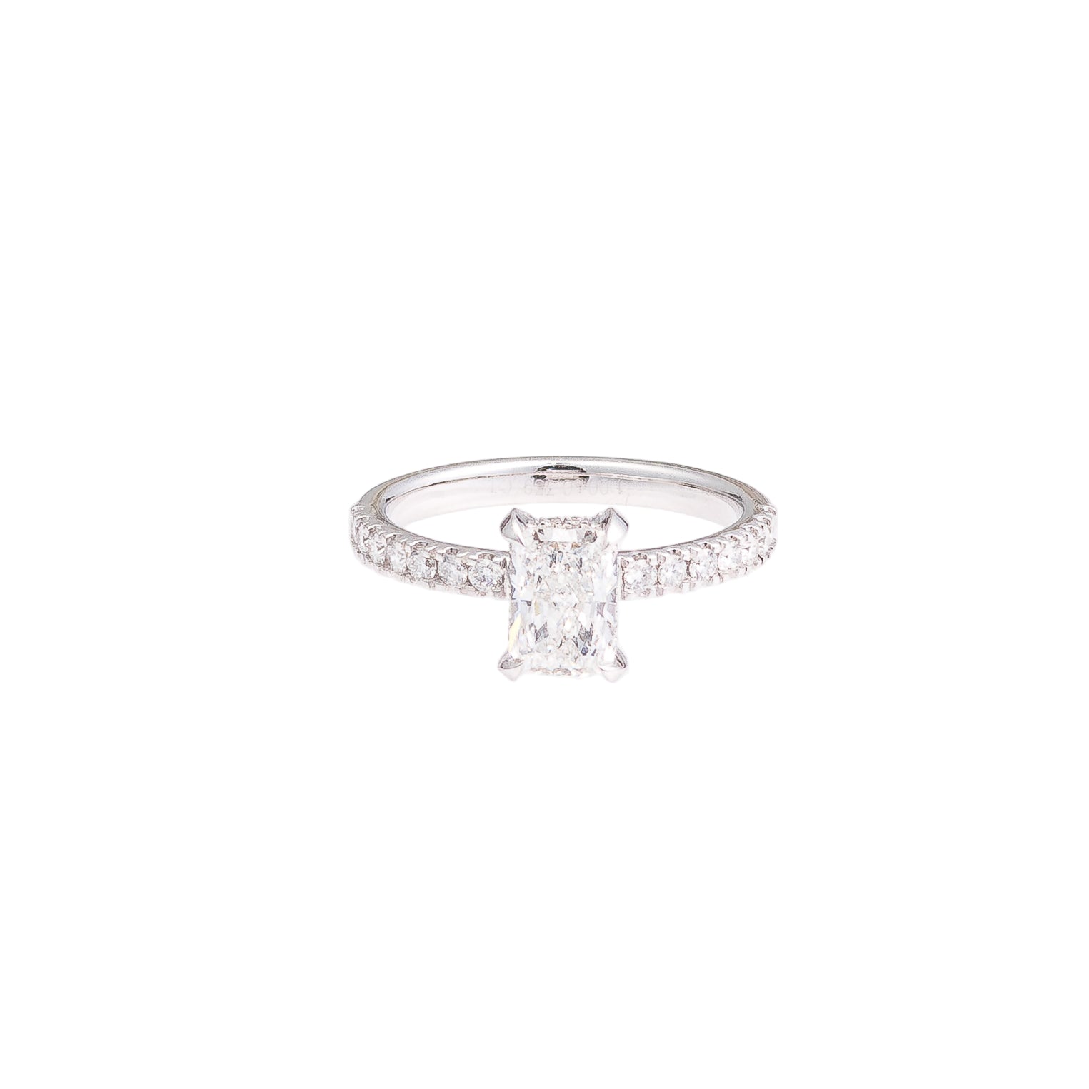 1.35ct Radiant Lab-Grown Diamond Engagement Ring with Hidden Halo & Pavé Band in 14k White Gold