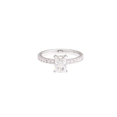 1.35ct Radiant Lab-Grown Diamond Engagement Ring with Hidden Halo & Pavé Band in 14k White Gold