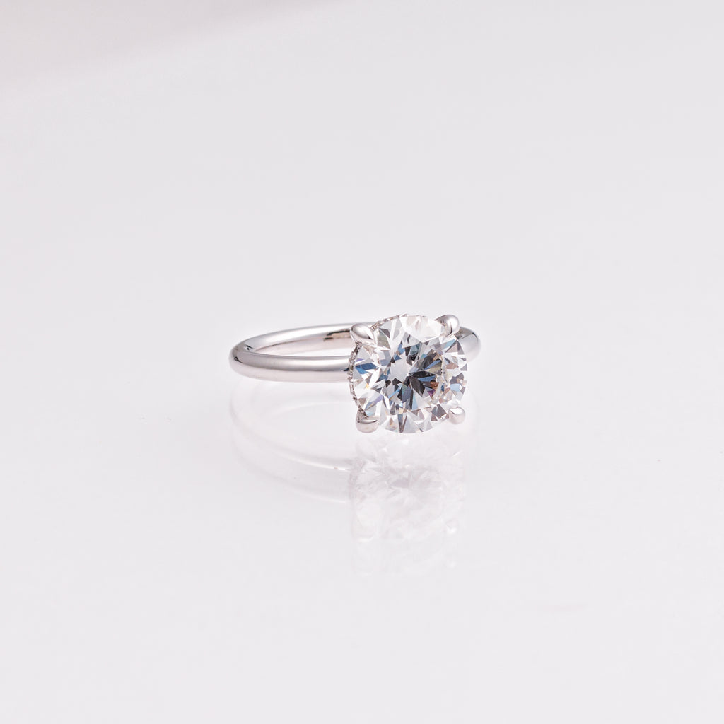 3.01 CT Round Lab-Grown Diamond Hidden Halo Engagement Ring