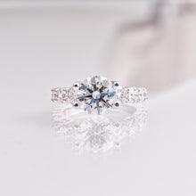 Graduated Rounds Lab-Grown Diamond Engagement Ring in 14k White Gold