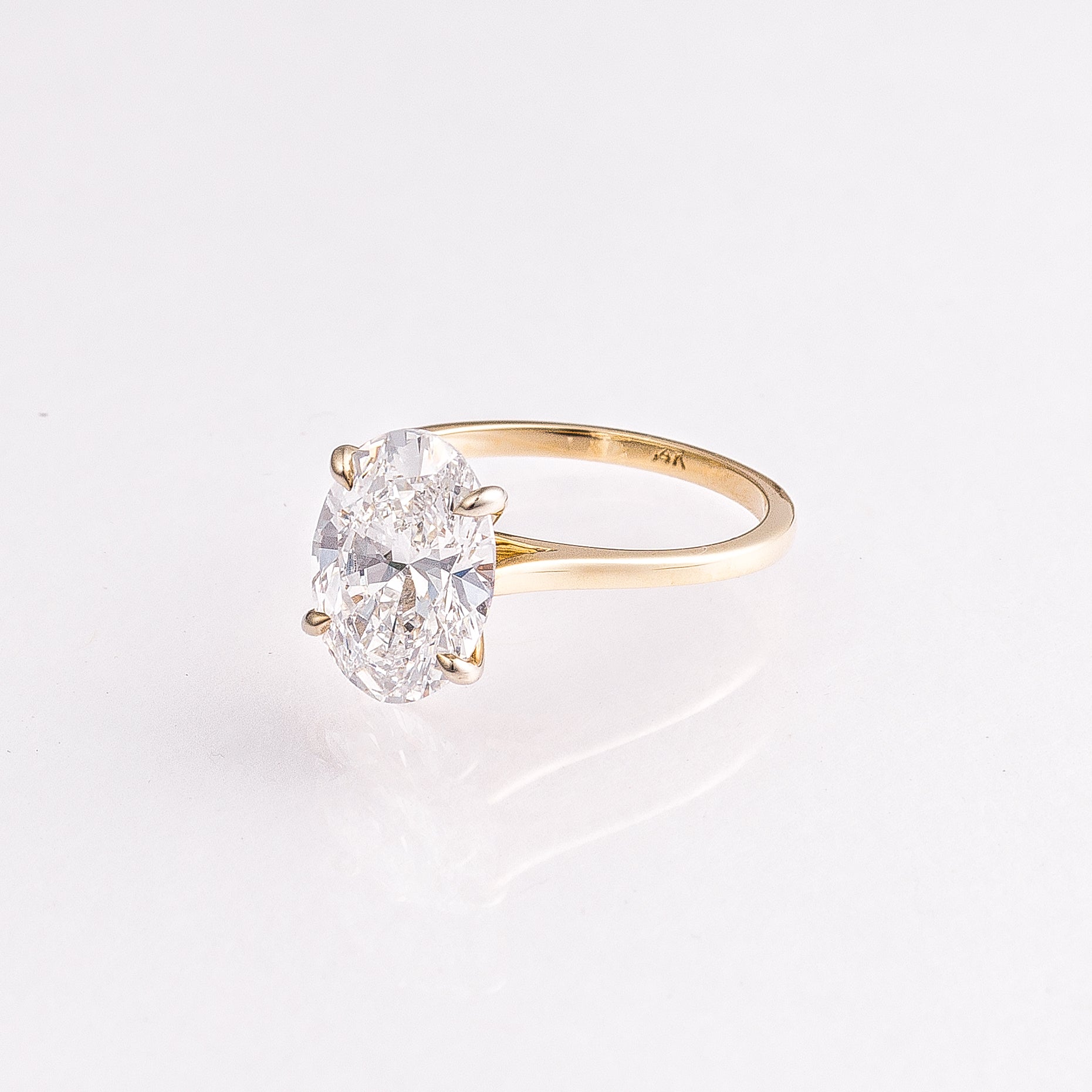 3.04ct Oval Lab-Grown Diamond Engagement Ring 14k Yellow Gold