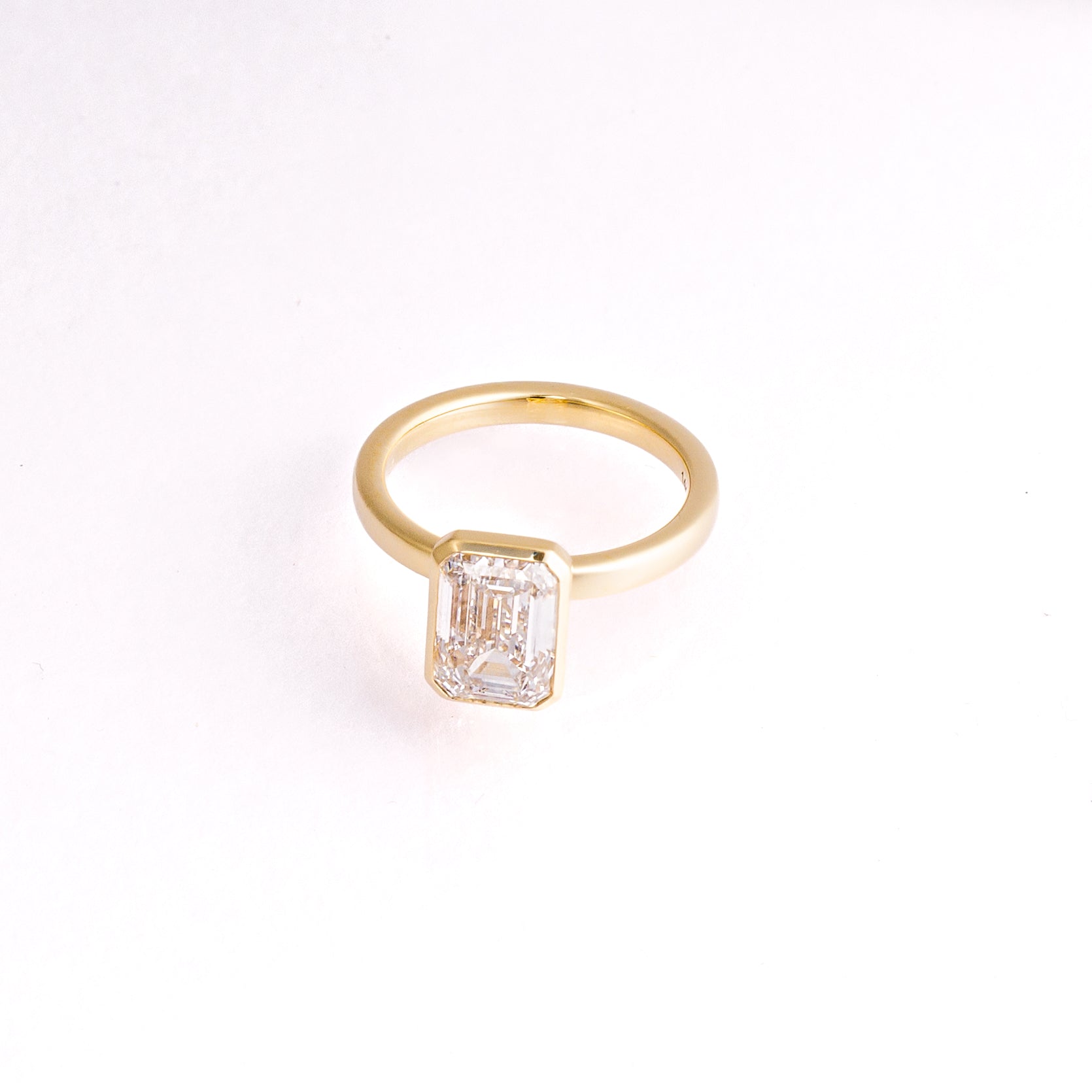 3.03ct Emerald-Cut Lab-Grown Diamond Bezel Ring in 14k Yellow Gold