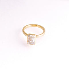 3.03ct Emerald-Cut Lab-Grown Diamond Bezel Ring in 14k Yellow Gold