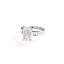 4ct Emerald Lab-Grown Diamond Engagement Ring with Baguette Band in 14k White Gold
