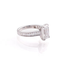 4ct Emerald Lab-Grown Diamond Engagement Ring with Baguette Band in 14k White Gold