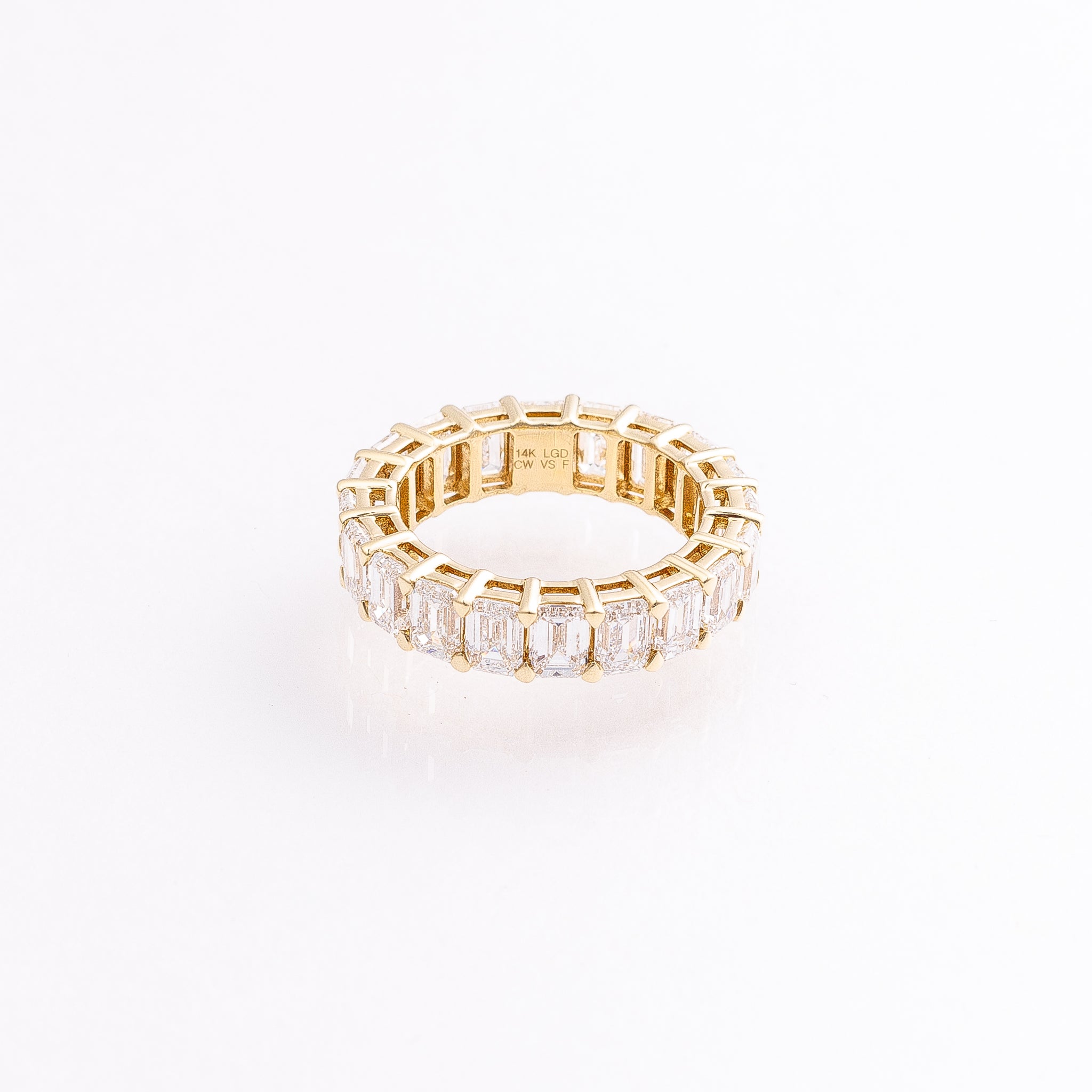6.63 Ct Emerald Cut Eternity Band in 14K Yellow Gold