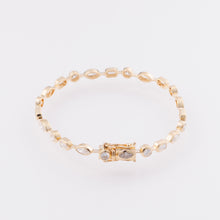 Fancy Shape Lab-Grown Diamond Bezel Tennis Bracelet in 14k Yellow Gold