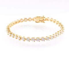 7.10ct Three-Prong Round Lab-Grown Diamond Tennis Bracelet in 14k Yellow Gold