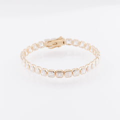 Asscher Cut Lab-Grown Diamond Bezel Tennis Bracelet in 14k Yellow Gold