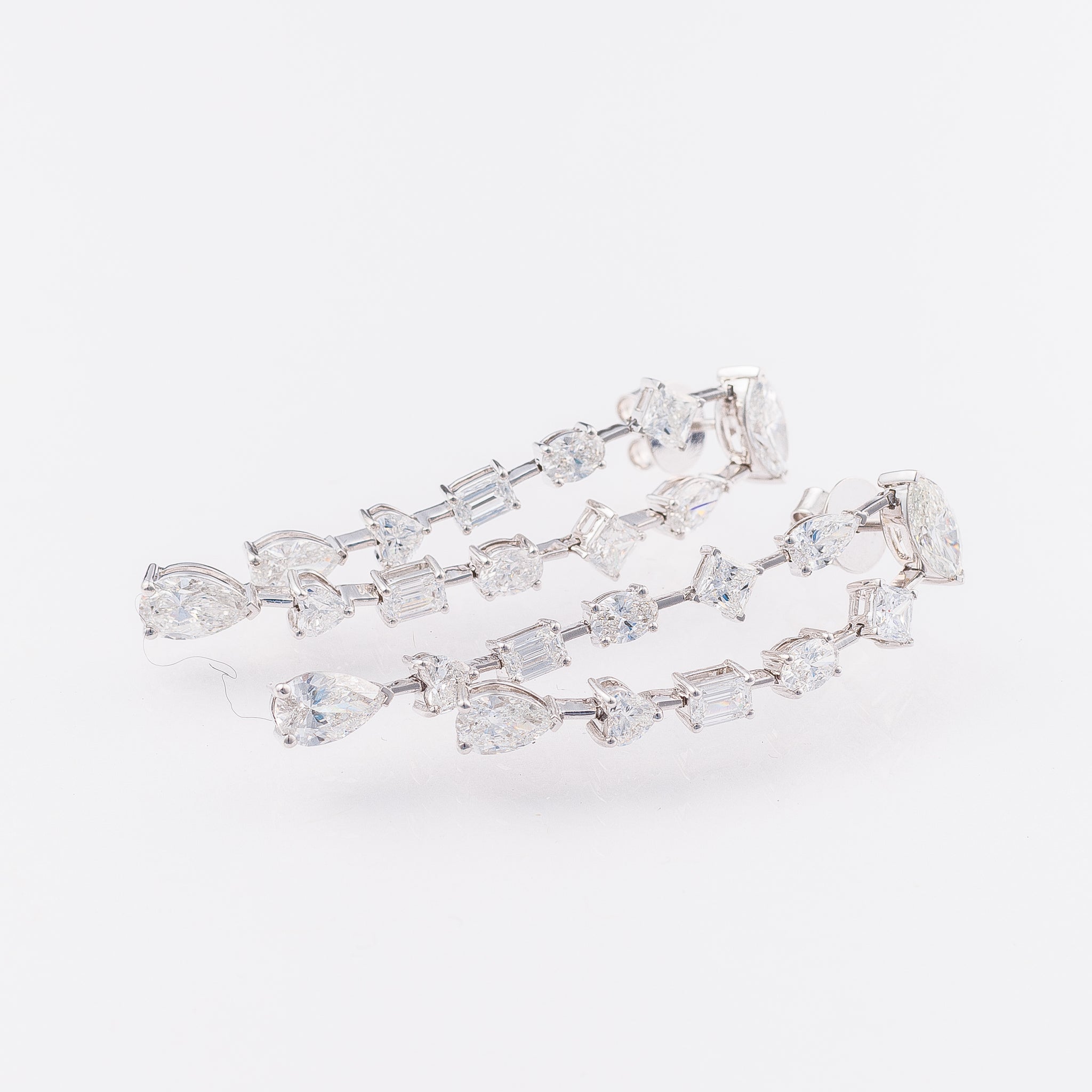 Fancy Shape Duo Drop Lab-Grown Diamond Earrings in 14k White Gold