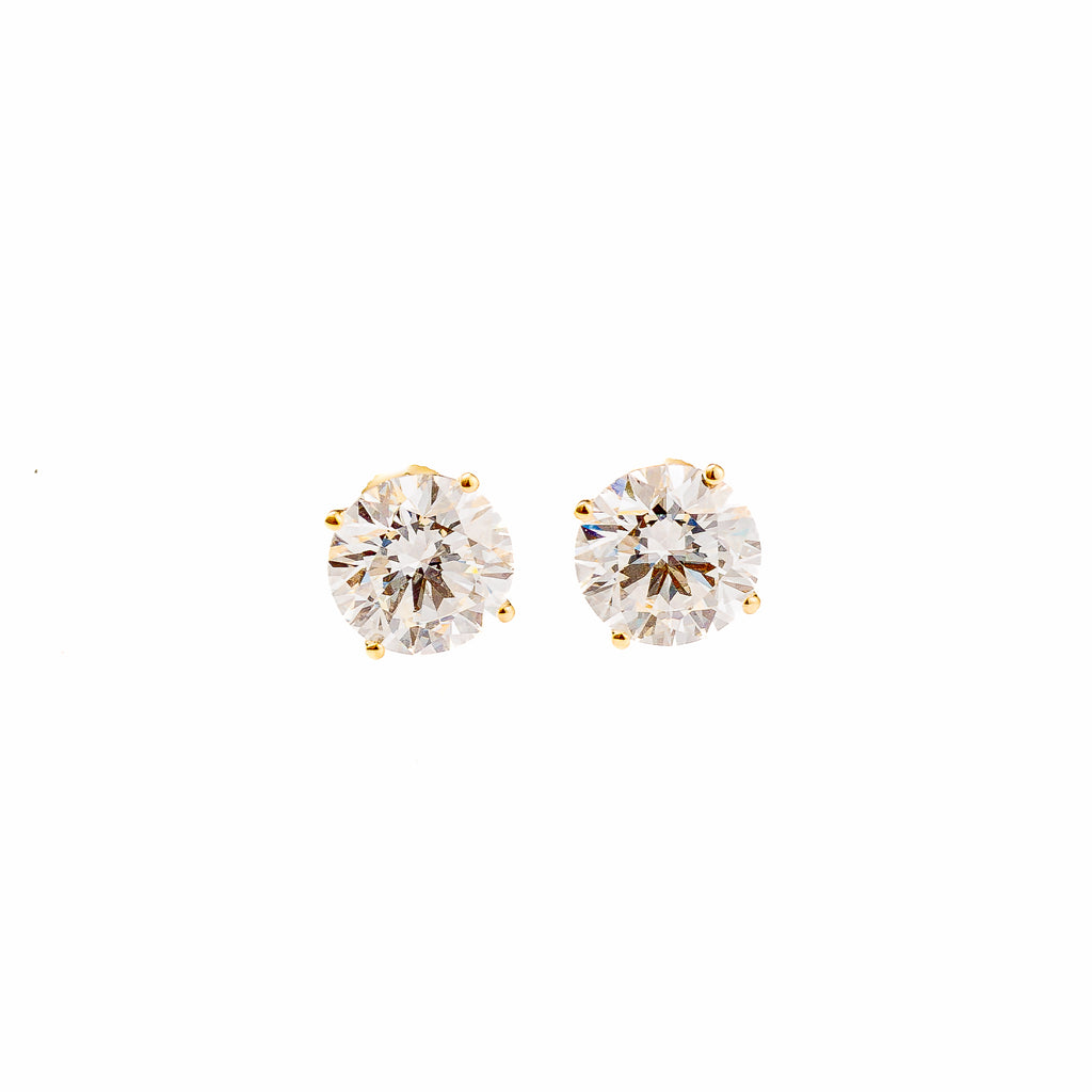 10ct Four-Prong Round Lab-Grown Diamond Stud Earrings in 14k Yellow Gold