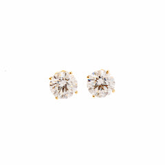 10ct Four-Prong Round Lab-Grown Diamond Stud Earrings in 14k Yellow Gold